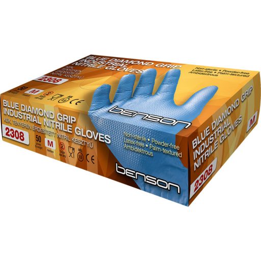 2308 Diamond Grip Kék Nitril Kesztyű
