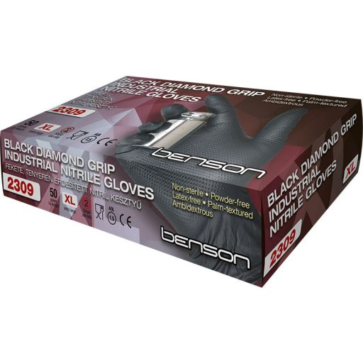 2309 Diamond Grip fekete Nitril Kesztyű